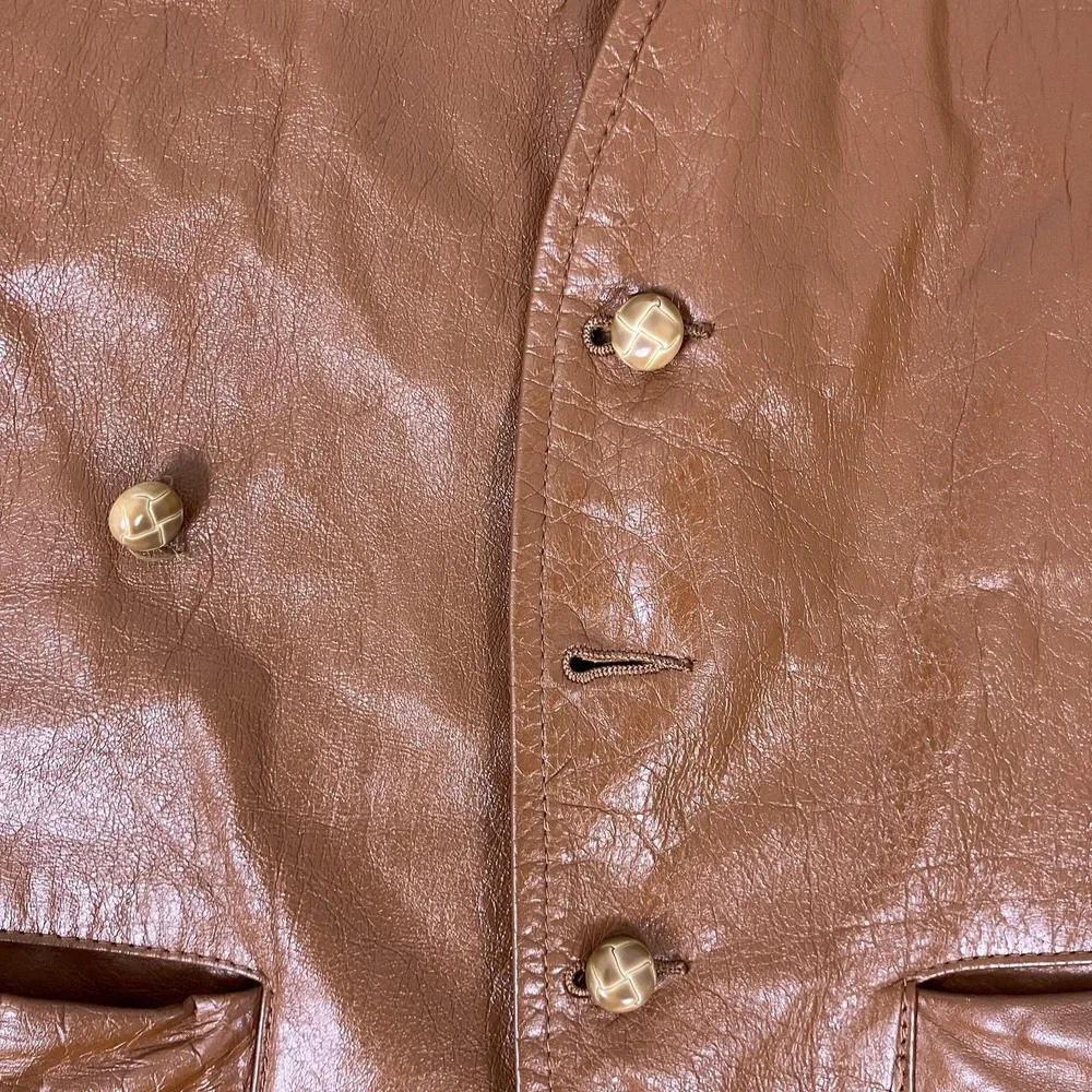 Vintage Trailmaster Vest Mens 42 Brown Leather Western‎ Cowboy 611 A 90s